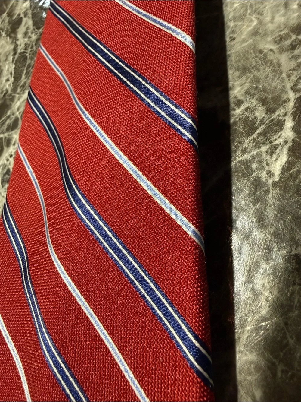 Chaps-  Men's Red/Navy Striped Silk-Wool Blend Tie